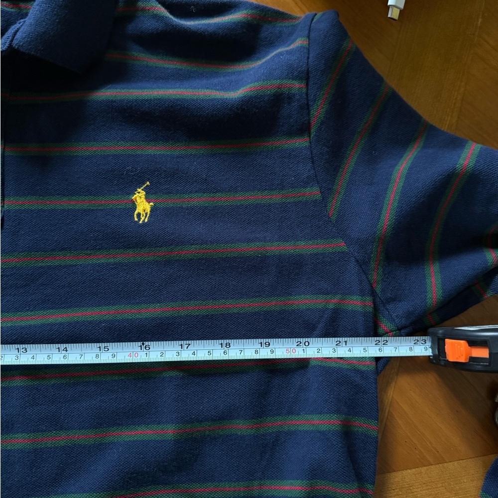 Vintage 90s Polo by Ralph Lauren Men's Long-Sleeve Navy Stripe Polo - Picture 6 of 8